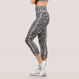 Leggings Capri Fleur et feuille de mandala Boho