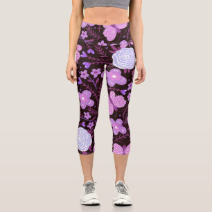 Leggings Capri Fleur papillon rose