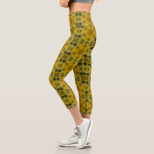 Leggings Capri Fleur soleil éclate dorée