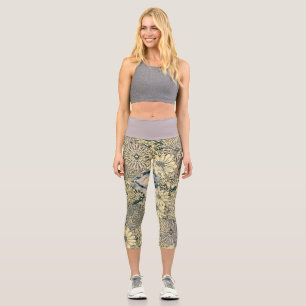 Leggings Capri Fleurs avec une touche de pourpre et de bleu