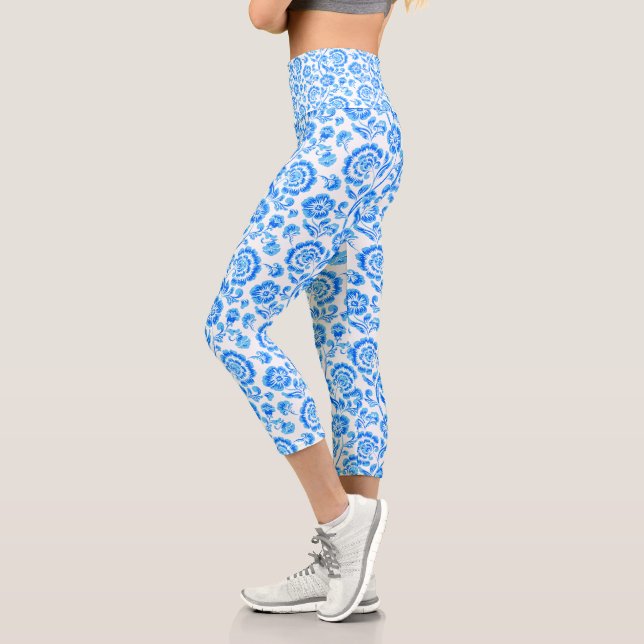 Leggings Capri Fleurs bleues (Gauche)