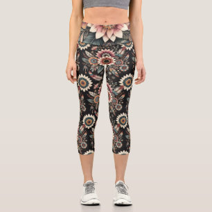 Leggings Capri Fleurs Bohèmes du Soir