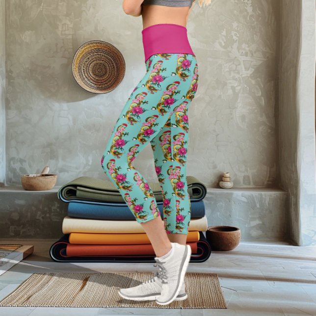 Leggings Capri Fleurs chinoises de cerisiers de Lotus (Créateur téléchargé)