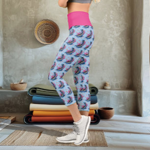Leggings Capri Fleurs de dauphin Lotus Fleurs de cerisiers