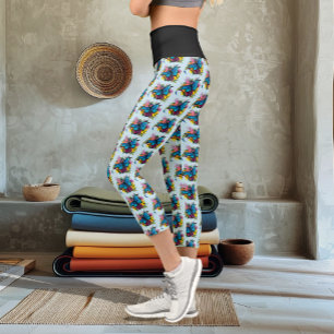 Leggings Capri Fleurs de papillon Bue Dragon