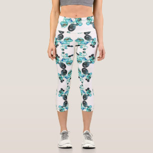 Leggings Capri Fleurs de verre de mer et bling