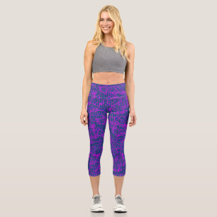 Leggings Capri Fleurs d'indigo lumineuses sur Net.01.b Bleu BG