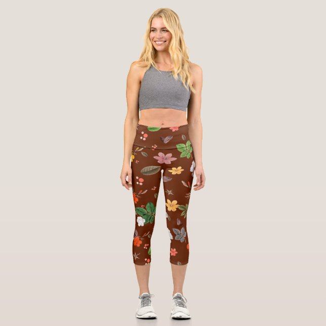 Leggings Capri Fleurs jaunes et roses blanches 12 (Recto)