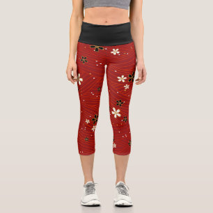 Leggings Capri Fleurs noires et blanches