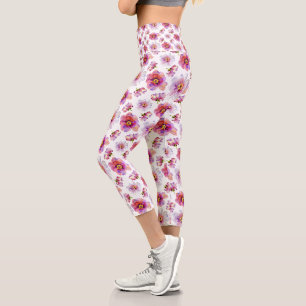 Leggings Capri Fleurs roses