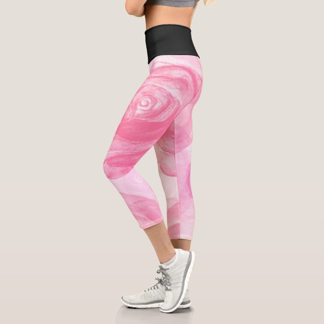 Leggings Capri Fleurs roses Et Noir (Gauche)