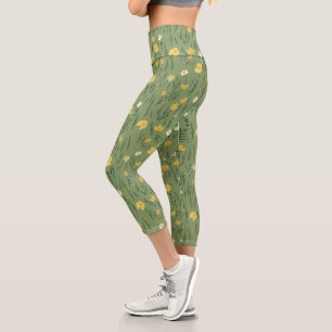 Leggings Capri Fleurs sauvages sur le vert