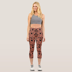 Leggings Capri Fleurs sur net 01.wx4 Orange BG