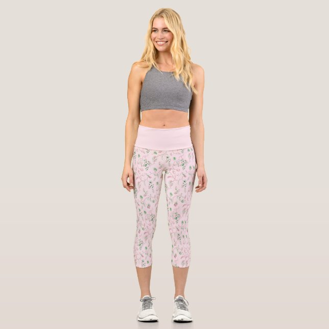 Leggings Capri Floral rose petit pastel (Recto)