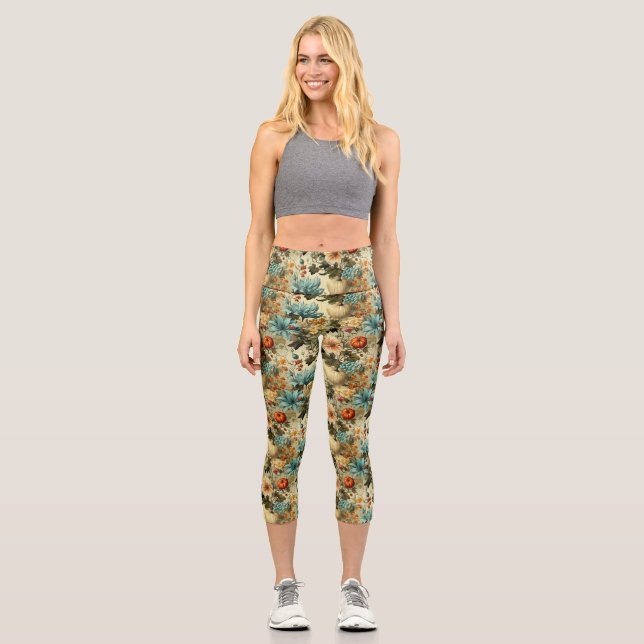 Leggings Capri Floral Thanksgiving Motif Vintage (5) (Recto)