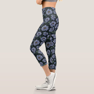 Leggings Capri Flore bleue