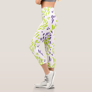 Leggings Capri Flux de chaux vert et pourpre