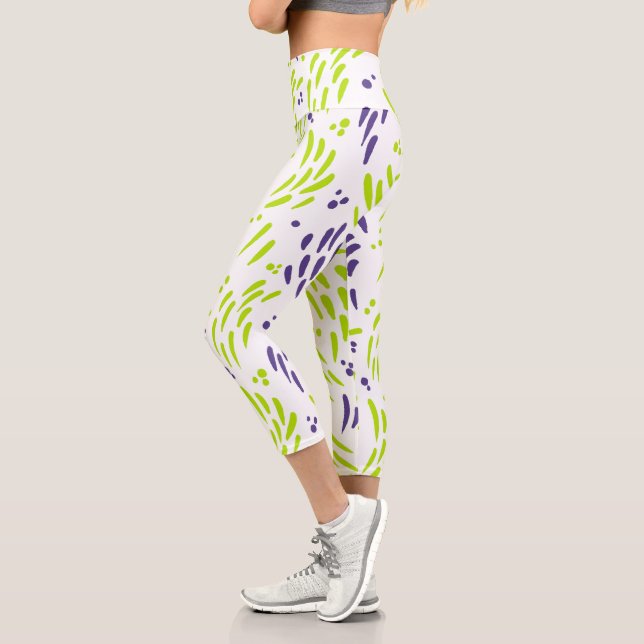 Leggings Capri Flux de chaux vert et pourpre (Gauche)