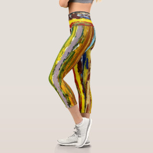 Leggings Capri Flux de peinture verticale Abstraits