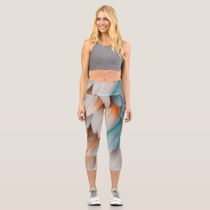 Leggings Capri Flux de plume abstrait – Élégance douce