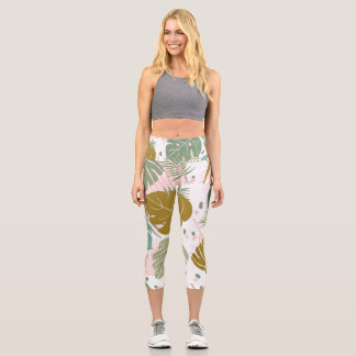 Leggings Capri Foliage Tropical - Motif Monstère Et Feuille De Pa