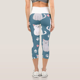 Leggings Capri Fond de motif mignon de chats