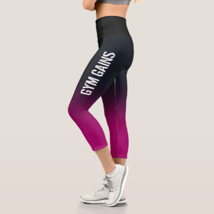 Leggings Capri Formateur de nom personnalisé Faded Black and Pur