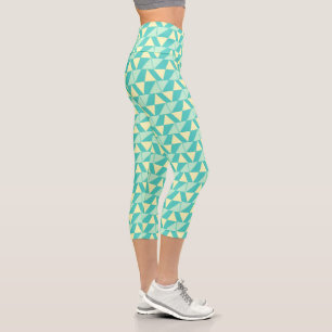 Leggings Capri Formes géométriques en Turquoise et Jaune