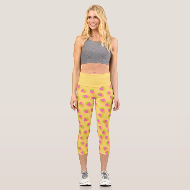 Leggings Capri Fraise jaune (Recto)