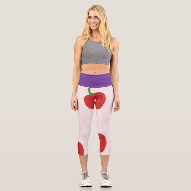 Leggings Capri fraise peinture capri (Recto)