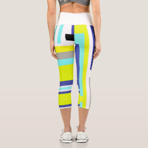 Leggings Capri Funky Abstrait Art Jaune Pastel Thème