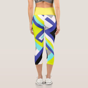 Leggings Capri Funky Abstrait Art Jaune Pastel Thème