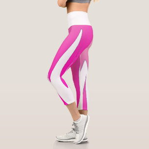 Leggings Capri Funky Abstrait Art violet rose blanc