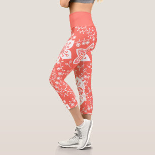 Leggings Capri Funky Retro Cool moderne Fleurs Motif d'art