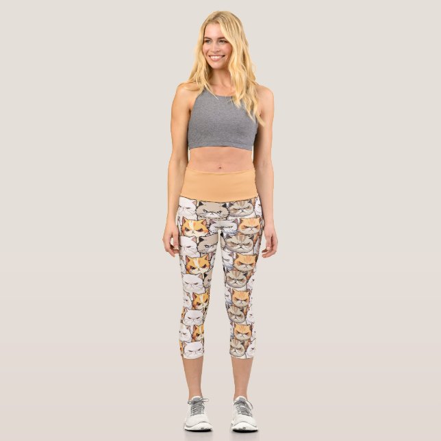 Leggings Capri Funny coloré Moody Cats Kitten Motif animal de com (Recto)