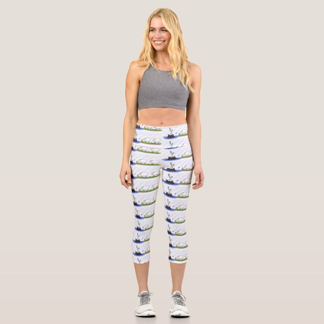 Leggings Capri Funny hippo birdie deux brebis (Recto)