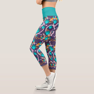 Leggings Capri Gemmes d'aqua, perles et pourpre