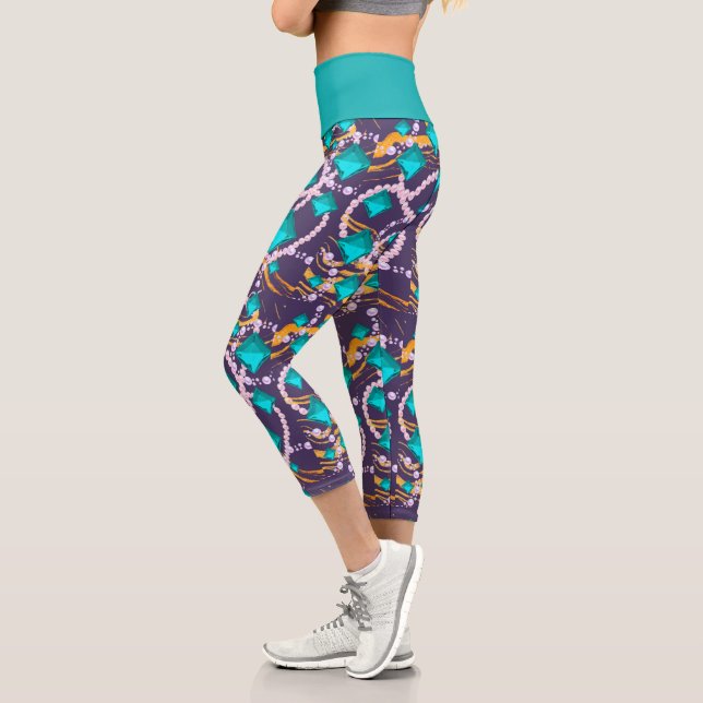 Leggings Capri Gemmes d'aqua, perles et pourpre (Gauche)