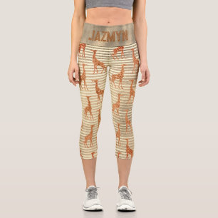 Leggings Capri Giraffe parties scintillant sur Gold Foil Personna