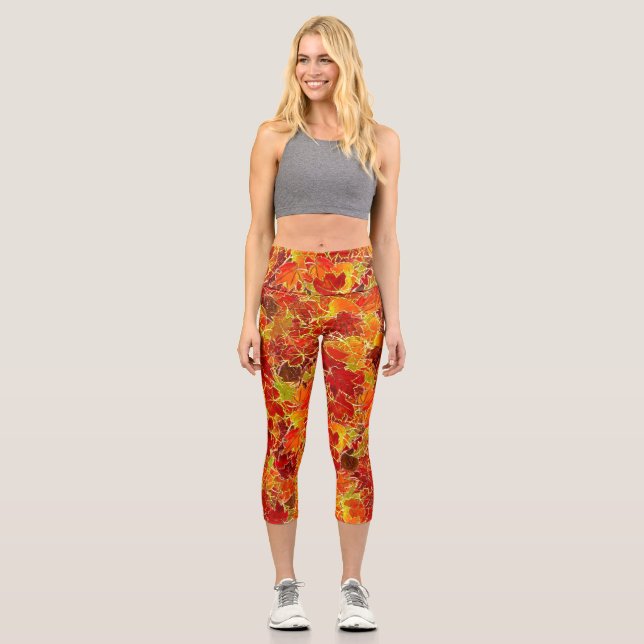 Leggings Capri Glittery Fall Maple Feuilles (Recto)