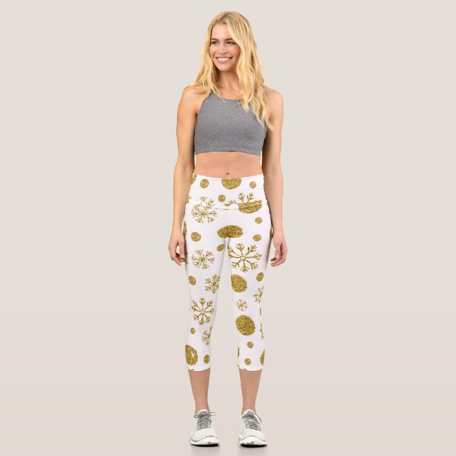 Leggings Capri Golden Snow Flakes 1 (Recto)
