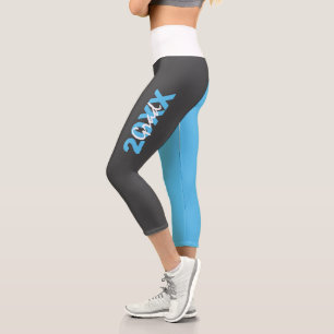 Leggings Capri Graduation moderne bleu, blanc et gris
