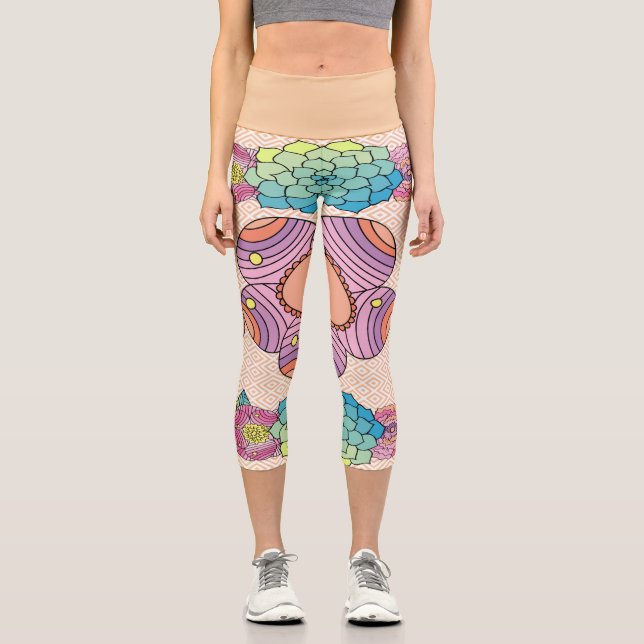 Leggings Capri Grande conception florale Abstraite (Recto)