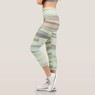 Leggings Capri Grandes Abstraites vertes et pêche
