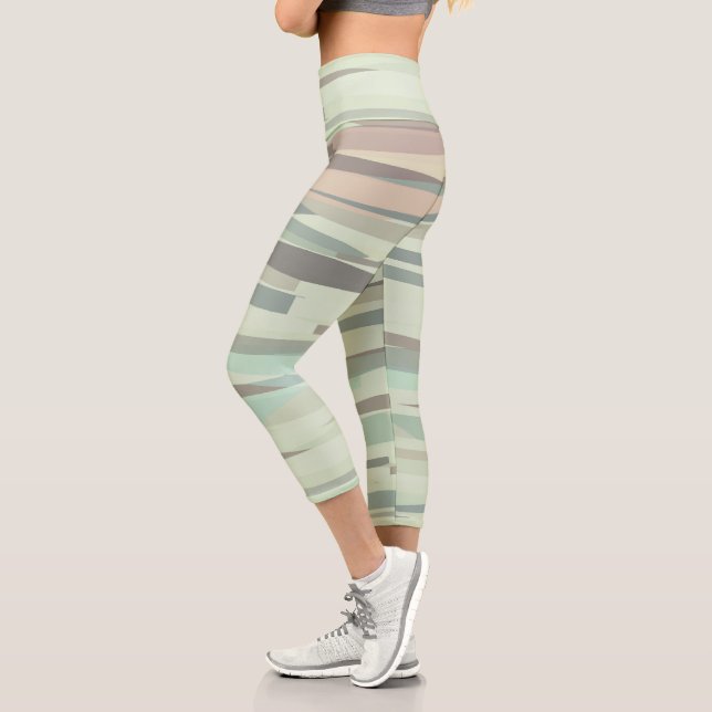 Leggings Capri Grandes Abstraites vertes et pêche (Gauche)