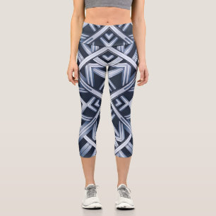 Leggings Capri Grandes bandes d'harmonie en bleu