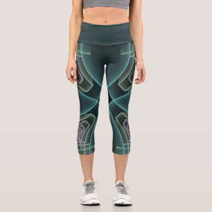 Leggings Capri Graphique géométrique Turquoise moderne
