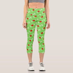 Leggings Capri Green LOVE Motif élégant Lime Green