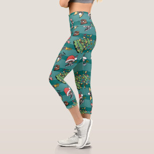 Leggings Capri Gremlins   Motif de Noël comique