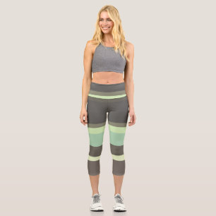 Leggings Capri Gris et vert Abstrait